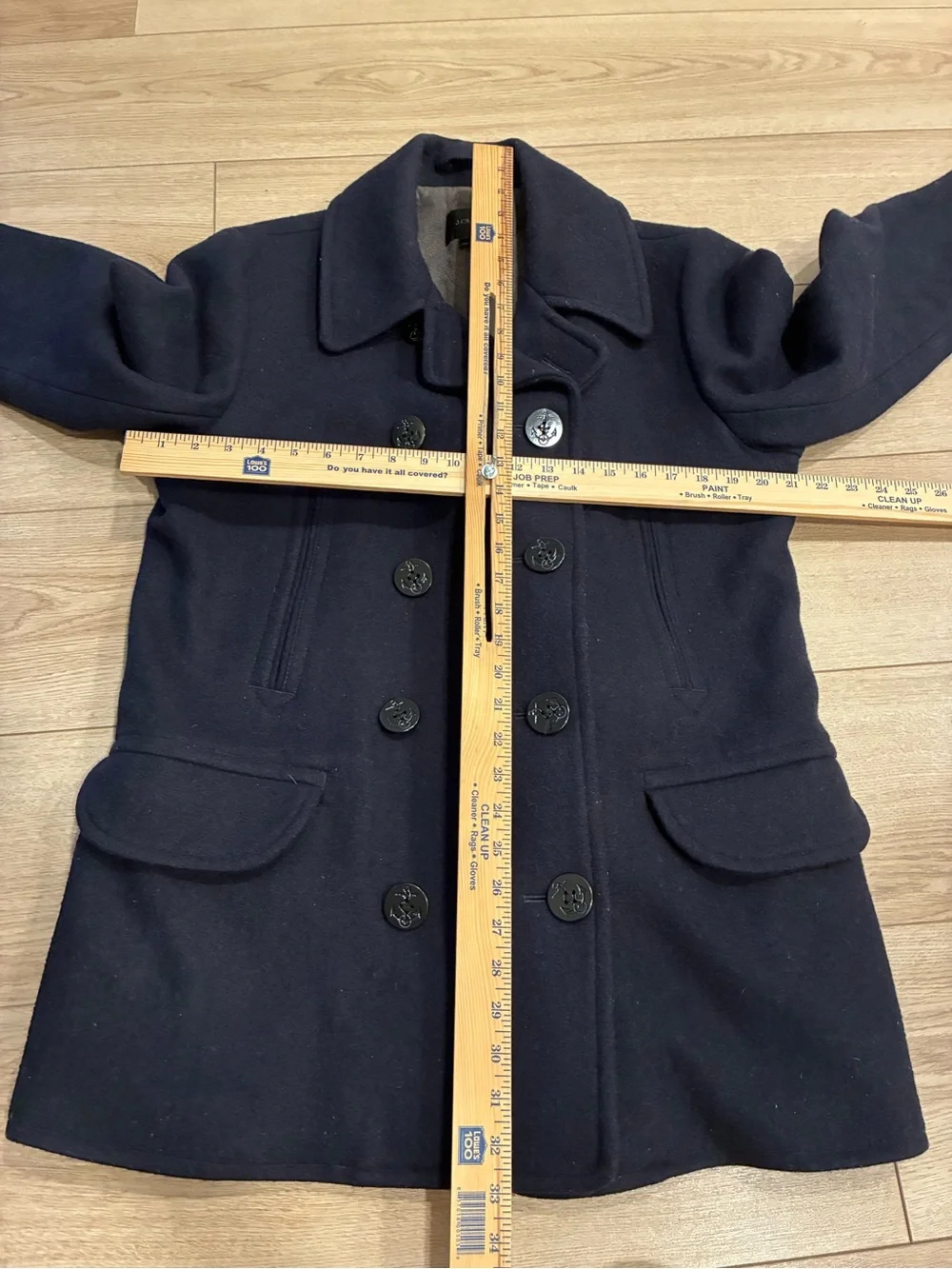 J. Crew Men’s Thinsulate Dock Wool Pea Coat Navy Blue Size M